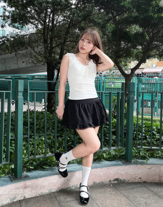 Ruffled Tie-Front Tank
