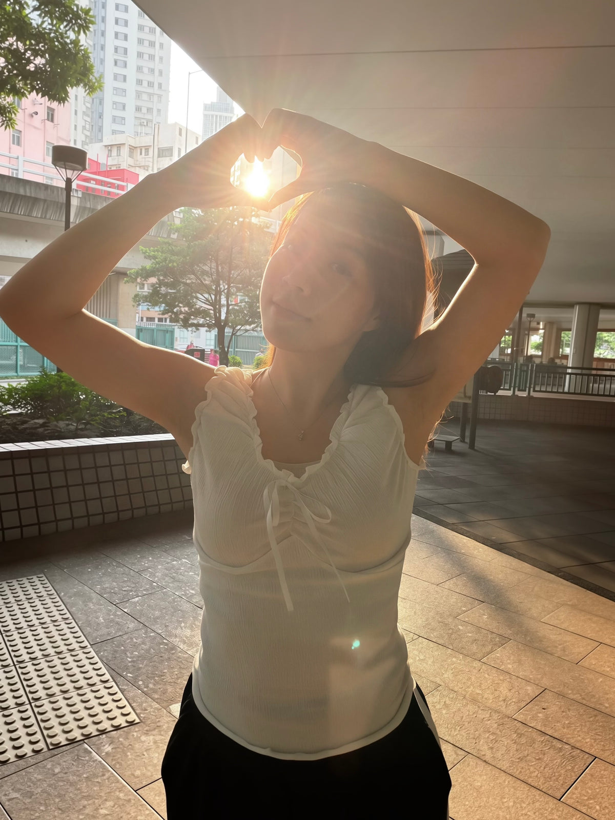 Ruffled Tie-Front Tank