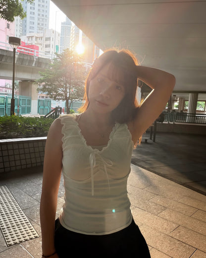 Ruffled Tie-Front Tank