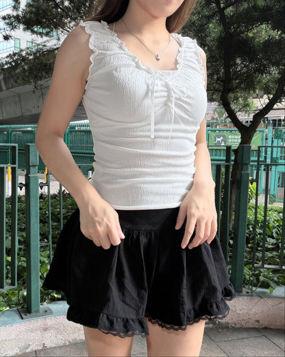 Ruffled Tie-Front Tank