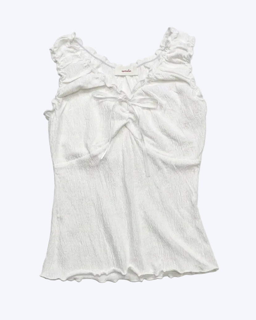 Ruffled Tie-Front Tank
