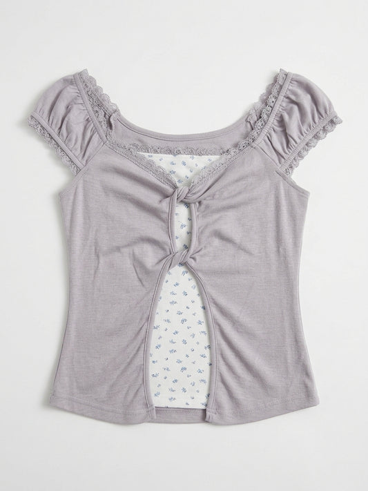 Mock Layered Floral Top