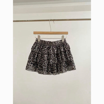 Leopard Print Layered Mini Skirt