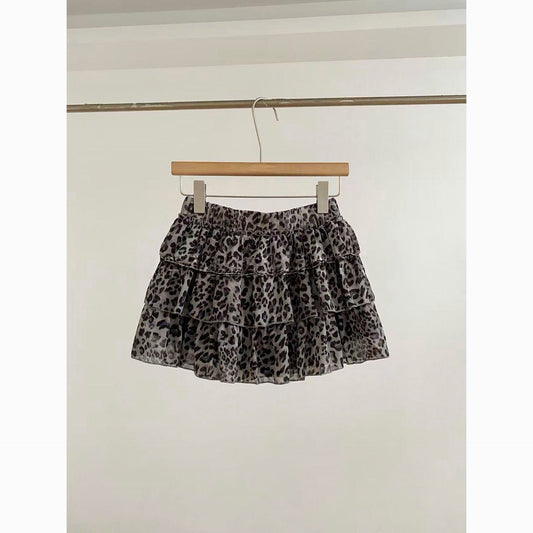Leopard Print Layered Mini Skirt